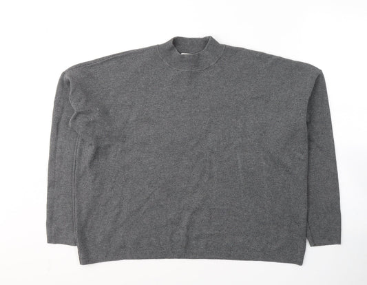 H&M Womens Grey High Neck  Viscose Pullover Jumper Size M