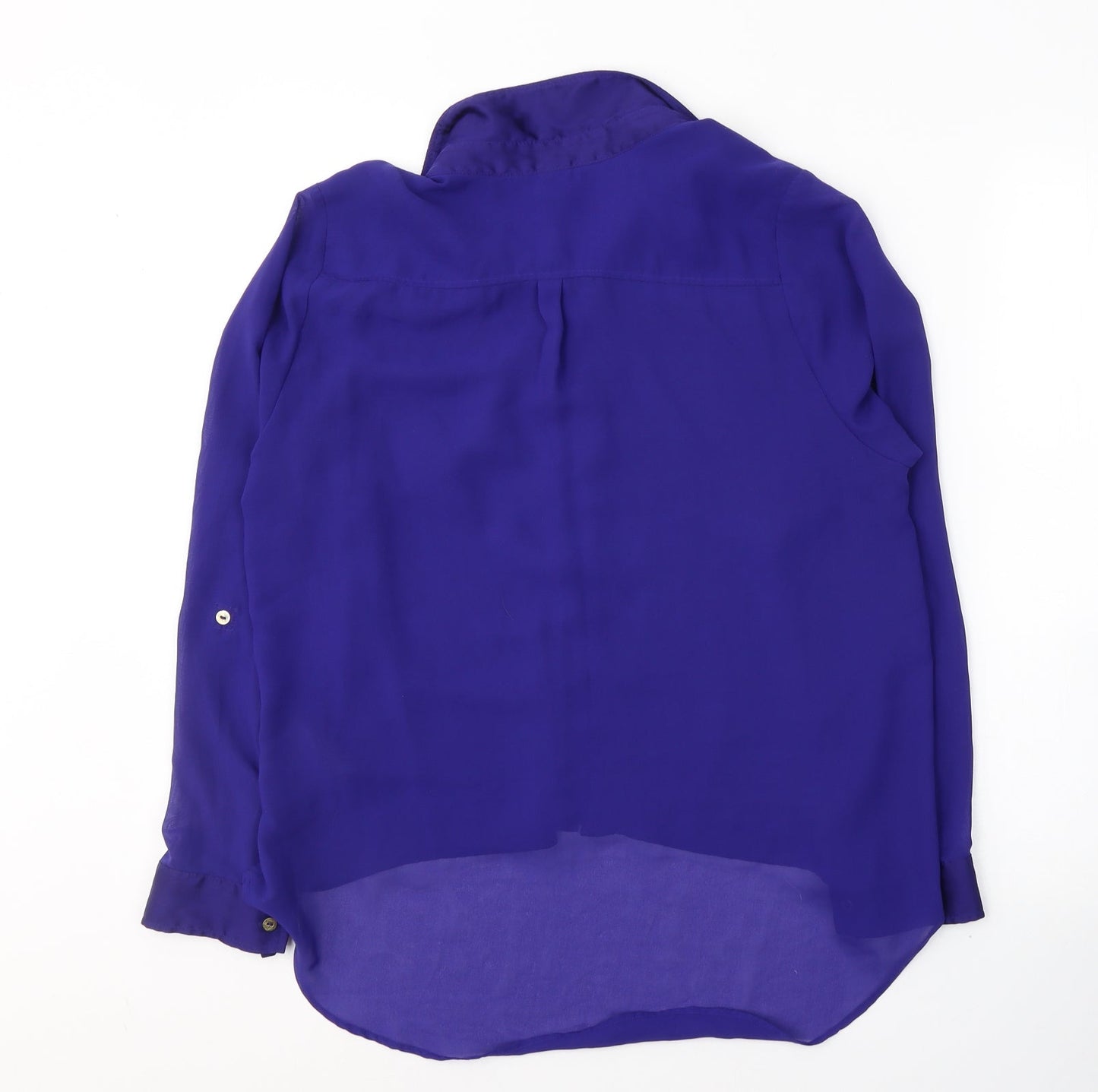 H&M Womens Blue  Polyester Basic Button-Up Size 8 Collared
