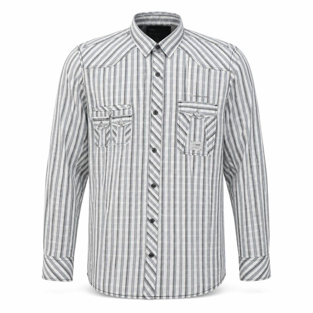 NEXT Mens White Striped Cotton  Button-Up Size XL Collared Button