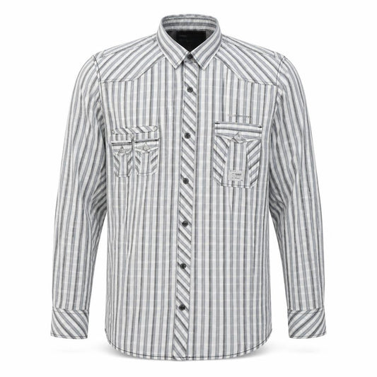 Next Mens White Striped Cotton  Button-Up Size XL Collared Button