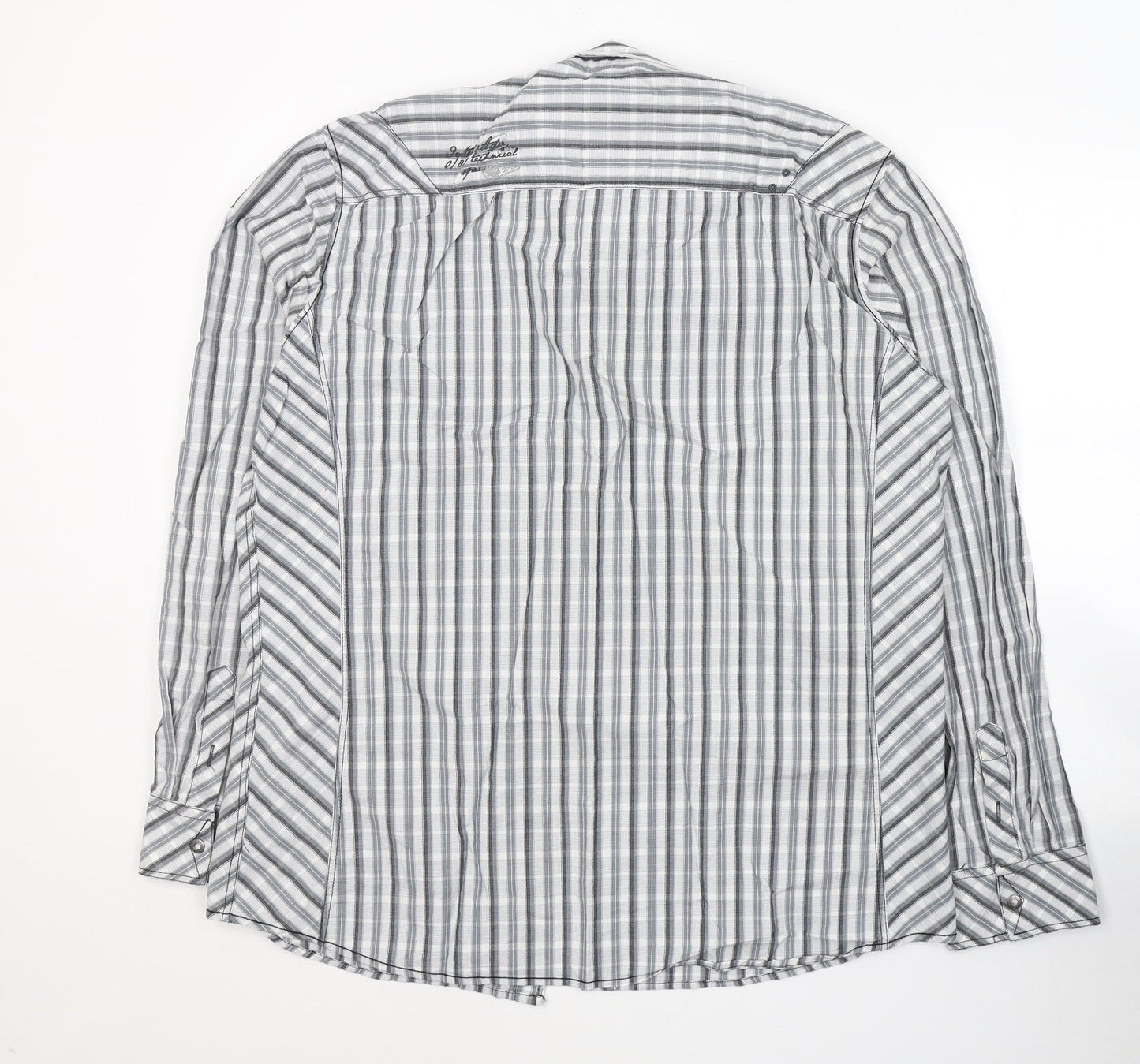 NEXT Mens White Striped Cotton  Button-Up Size XL Collared Button