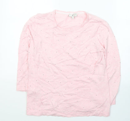 Country Casuals Womens Pink Round Neck Cotton Pullover Jumper Size S