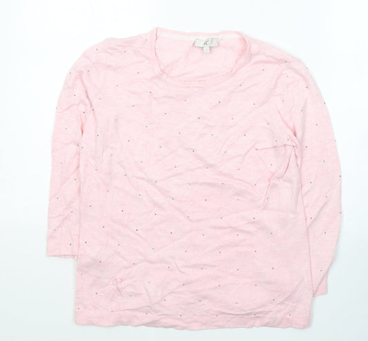 CC Womens Pink Round Neck  Cotton Pullover Jumper Size S