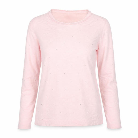 Country Casuals Womens Pink Round Neck Cotton Pullover Jumper Size S
