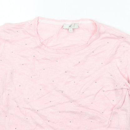 Country Casuals Womens Pink Round Neck Cotton Pullover Jumper Size S