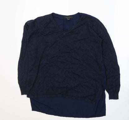 Atmosphere Womens Blue  Viscose Basic Blouse Size 10 Round Neck