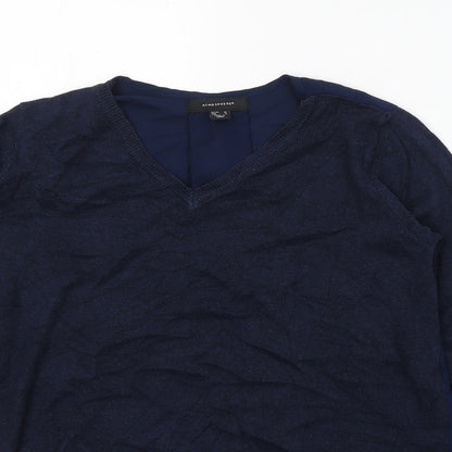 Atmosphere Womens Blue  Viscose Basic Blouse Size 10 Round Neck