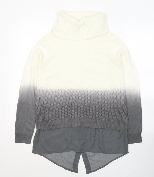 SOHO Womens White Roll Neck  Acrylic Pullover Jumper Size S