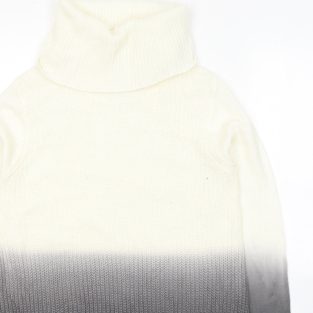 SOHO Womens White Roll Neck  Acrylic Pullover Jumper Size S