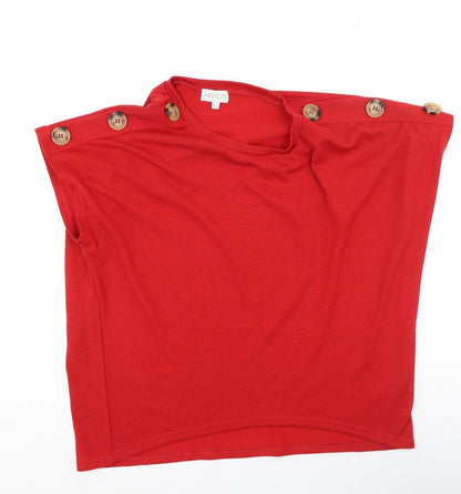 Preloved Apricot Womens Red  Polyester Basic T-Shirt Size 12 Round Neck - Front