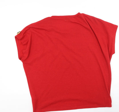 Preloved Apricot Womens Red  Polyester Basic T-Shirt Size 12 Round Neck - Back