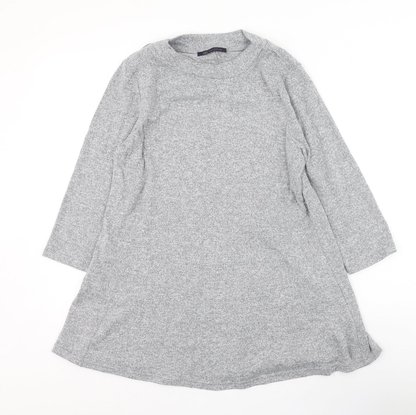 Marks and Spencer Womens Grey Round Neck  Polyester Pullover Jumper Size 14