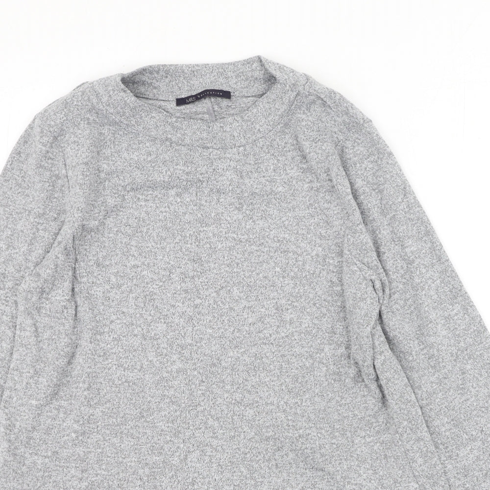 Marks and Spencer Womens Grey Round Neck  Polyester Pullover Jumper Size 14