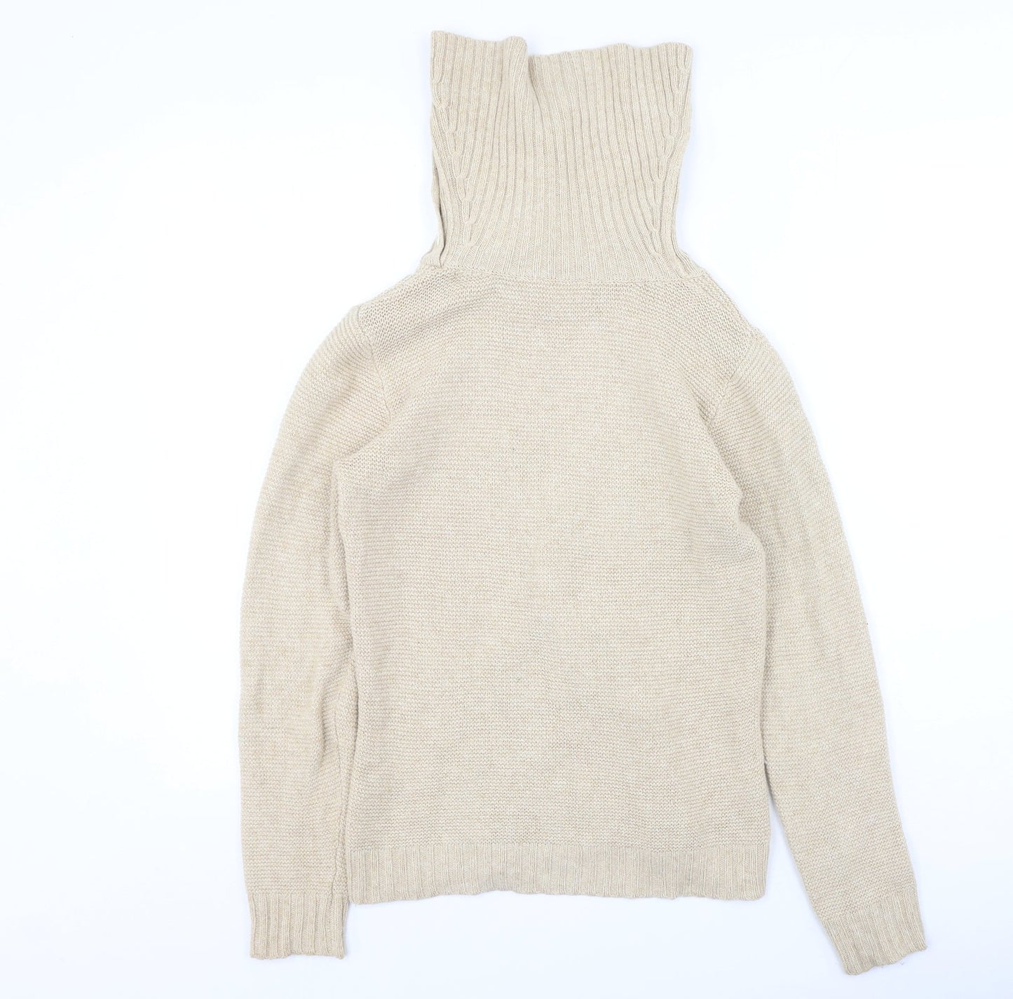 CC Womens Beige High Neck  Cotton Pullover Jumper Size S
