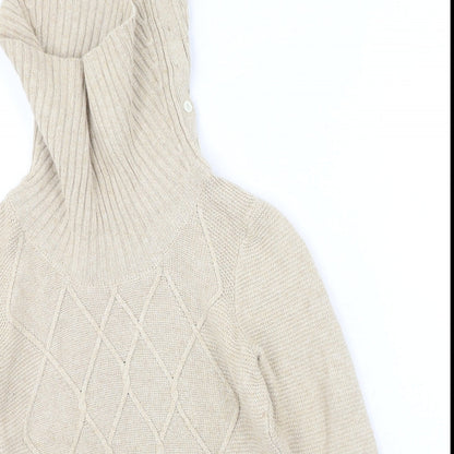 Country Casuals Womens Beige High Neck Cotton Pullover Jumper Size S