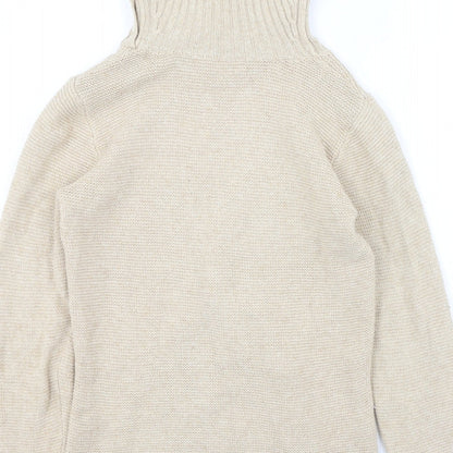 Country Casuals Womens Beige High Neck Cotton Pullover Jumper Size S