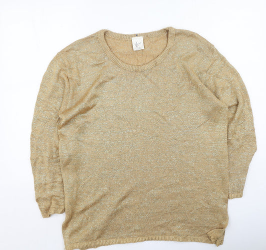 Amari Womens Gold  Acrylic Pullover Sweatshirt Size 18