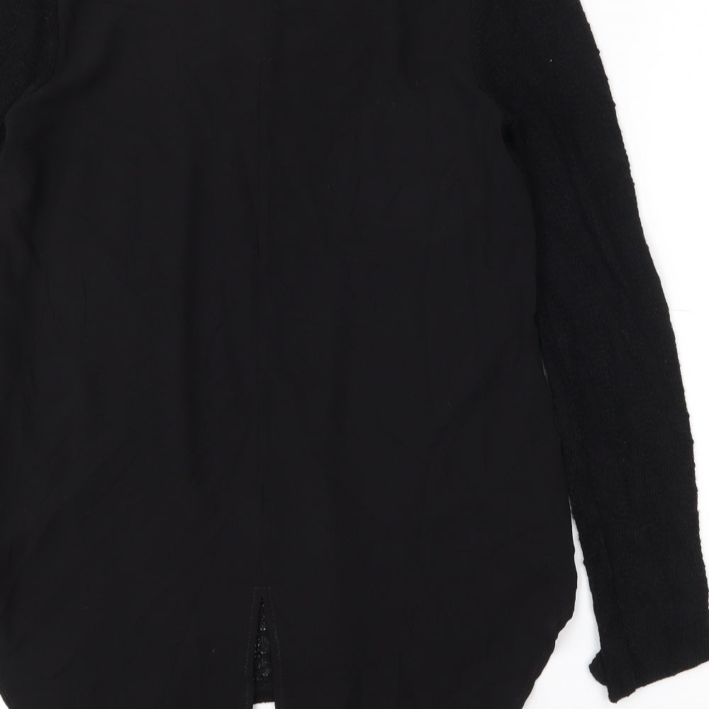 Gibson Womens Black  Polyester Basic Blouse Size S V-Neck - Sheer