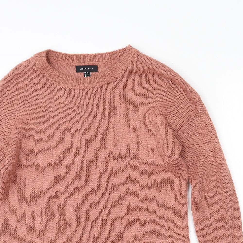 New Look Womens Brown Crew Neck  Acrylic Pullover Jumper Size 8
