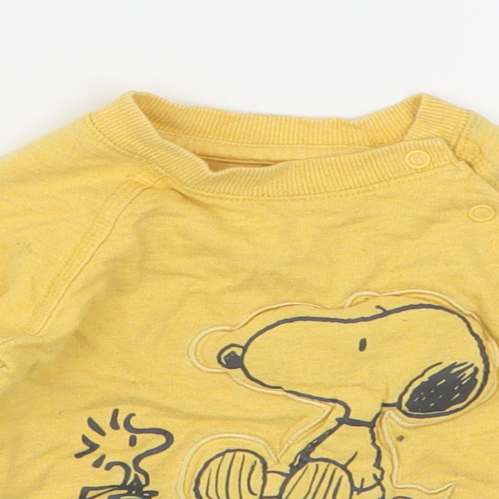 George Boys Yellow  Cotton Pullover Jumper Size 6-9 Months   - Peanuts