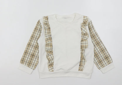 Preloved Shien  Girls Multicoloured Plaid Polyester Pullover Sweatshirt Size 4 Years - Front