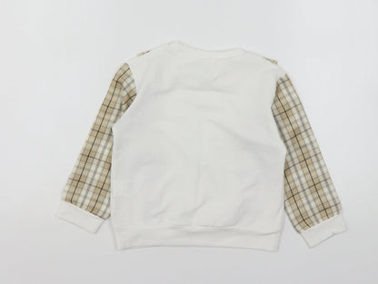 Preloved Shien  Girls Multicoloured Plaid Polyester Pullover Sweatshirt Size 4 Years - Back
