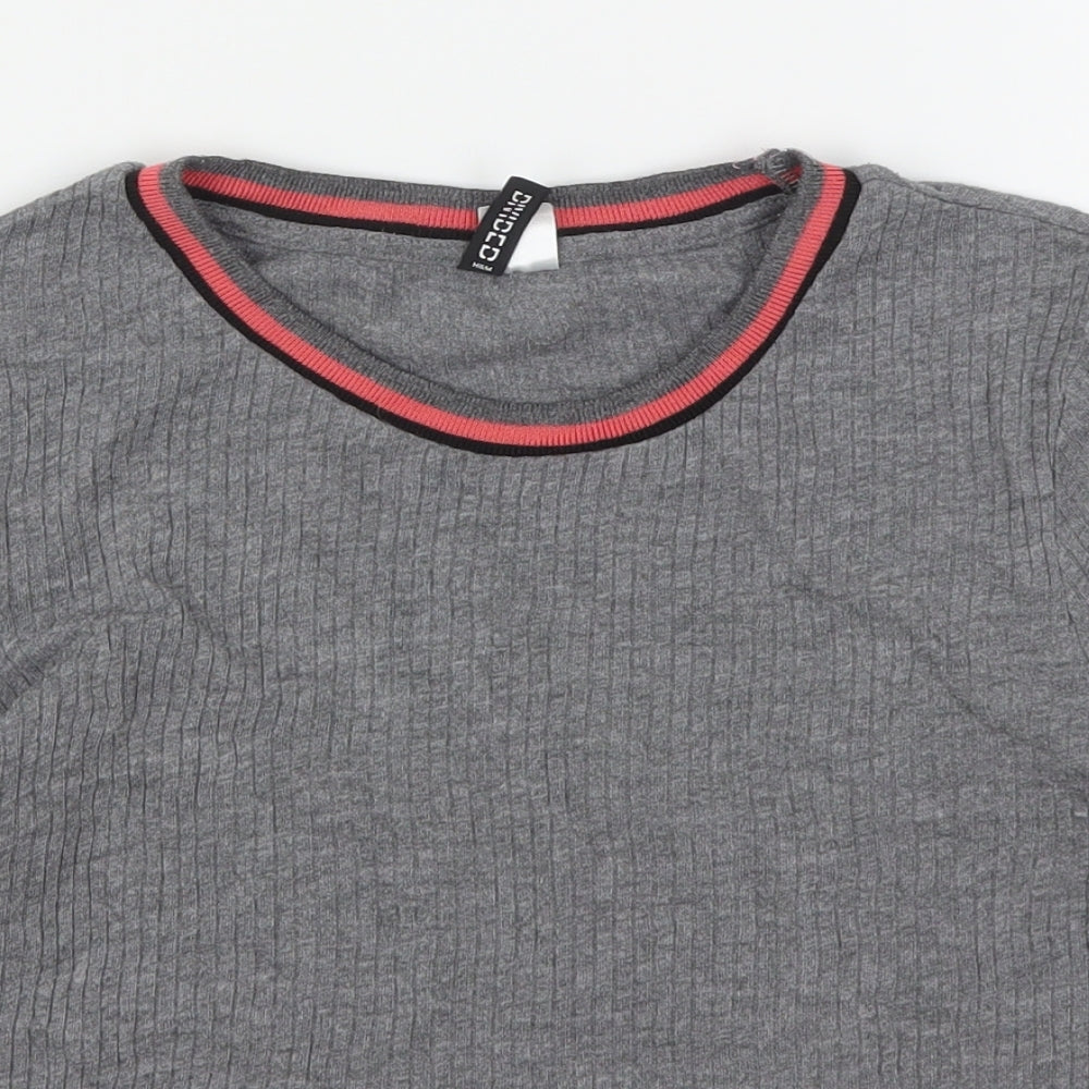 H&M Womens Grey  Polyester Basic T-Shirt Size M Round Neck