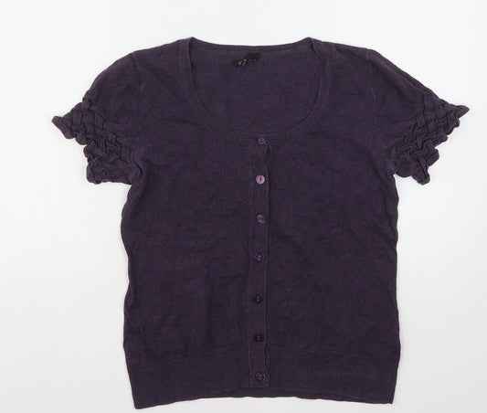 Topshop Womens Purple Round Neck  Cotton Cardigan Jumper Size 14