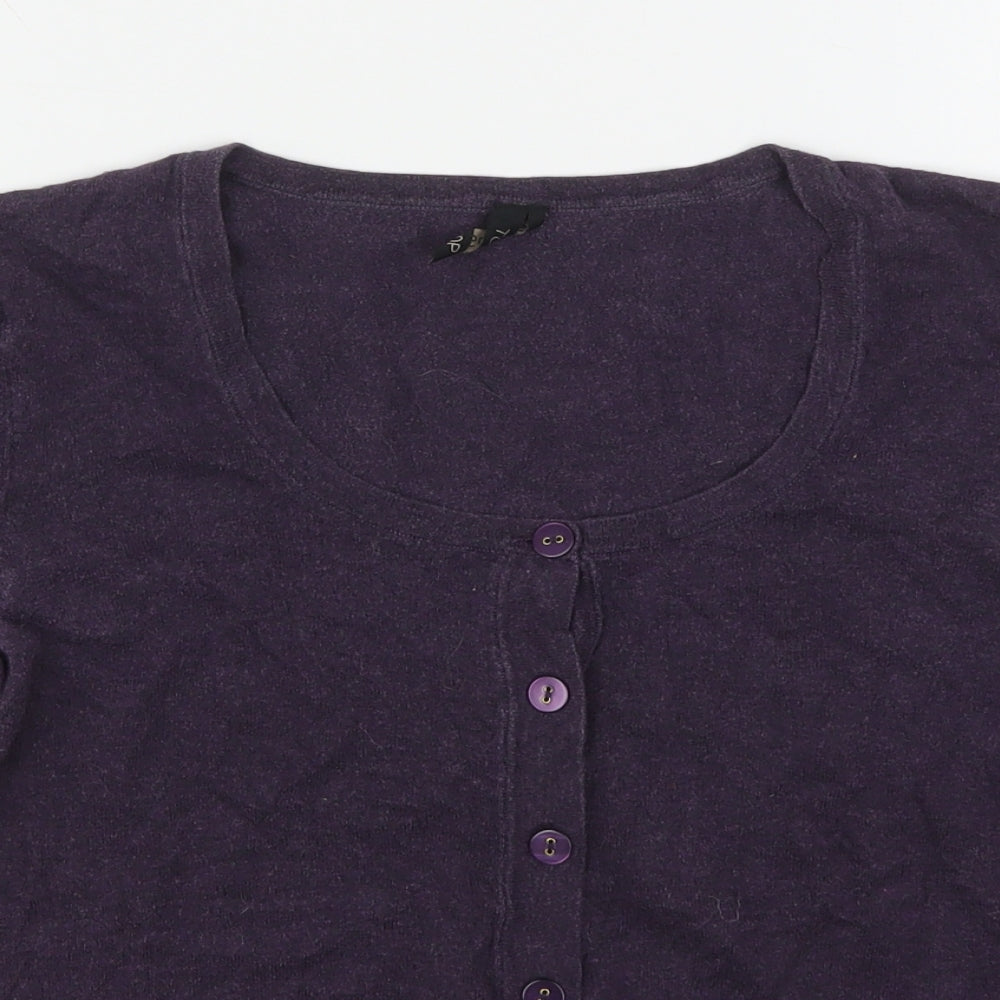 Topshop Womens Purple Round Neck  Cotton Cardigan Jumper Size 14