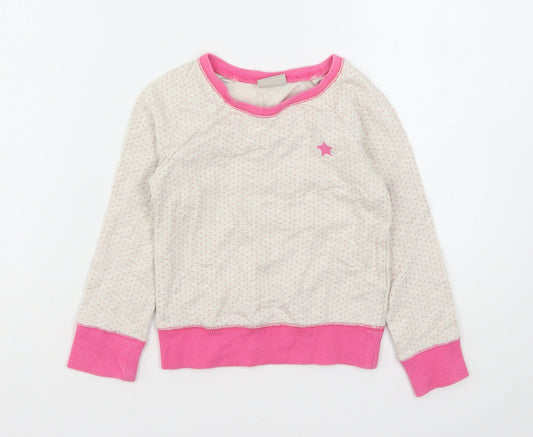 NEXT Girls Multicoloured Polka Dot Cotton Pullover Sweatshirt Size 4-5 Years
