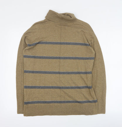 Preloved NEXT Womens Brown Roll Neck Striped Cotton Pullover Jumper Size 10 - Back