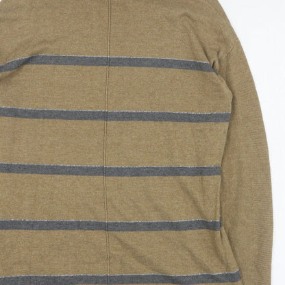 Preloved NEXT Womens Brown Roll Neck Striped Cotton Pullover Jumper Size 10 - Label