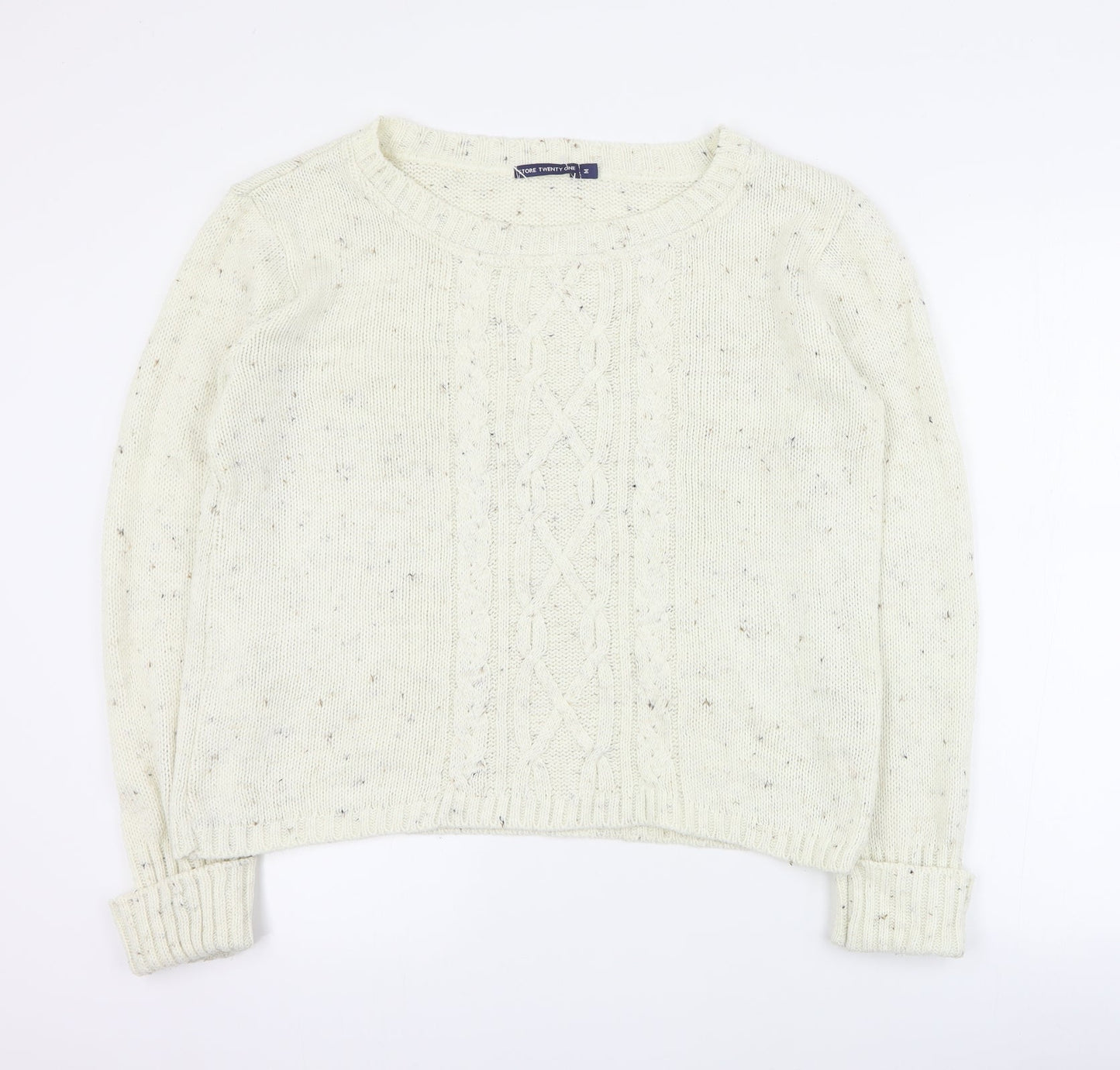 Store Twenty One Womens Beige Round Neck  Acrylic Pullover Jumper Size M