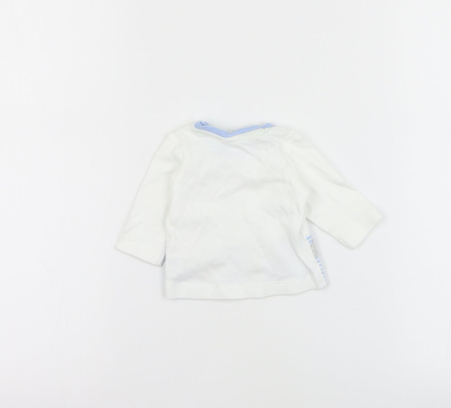 Mini Club  Baby White  Cotton Basic T-Shirt Size 0-3 Months Crew Neck Snap - Dragon