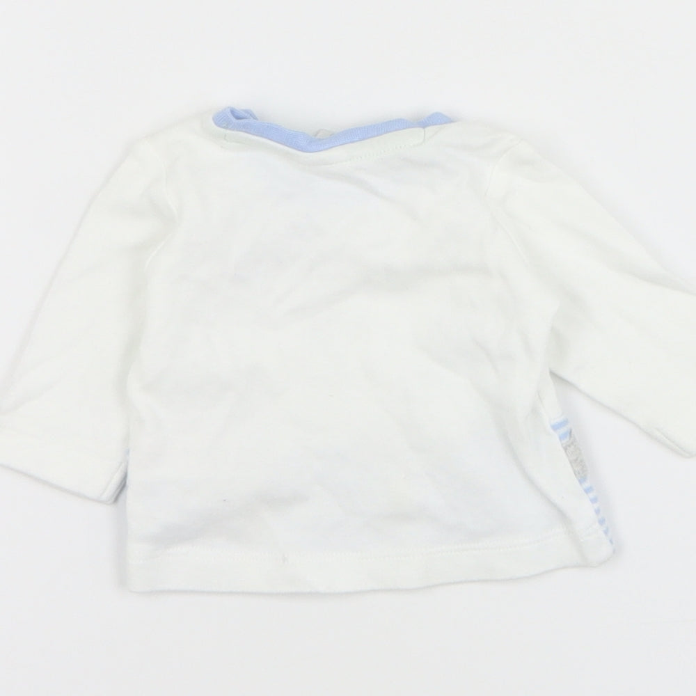 Mini Club  Baby White  Cotton Basic T-Shirt Size 0-3 Months Crew Neck Snap - Dragon