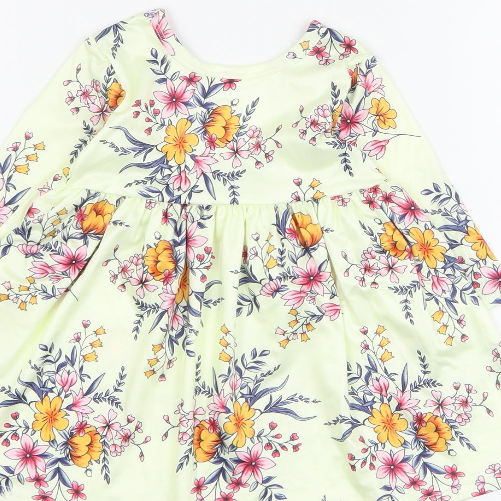 SheIn Baby Yellow Floral Polyester A-Line  Size 0-3 Months  Round Neck Pullover