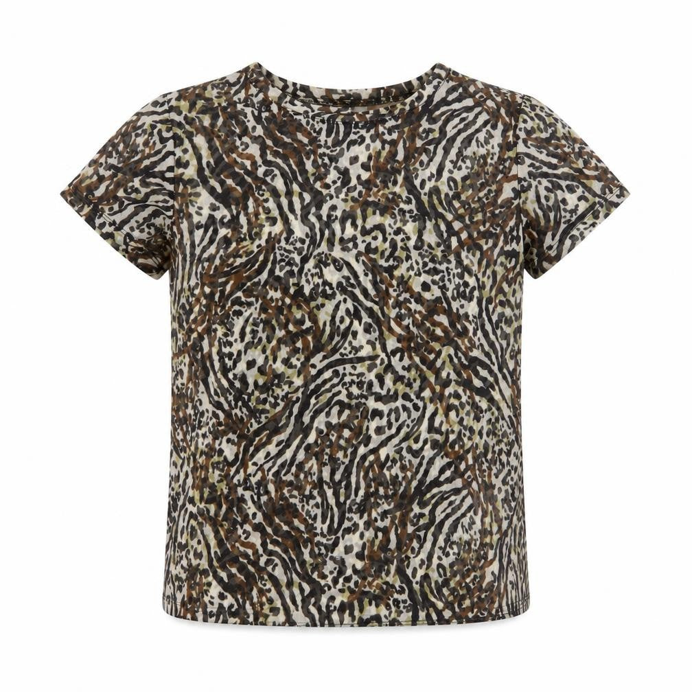 NEXT Girls Brown Animal Print Polyester Basic T-Shirt Size 8 Years Round Neck Pullover