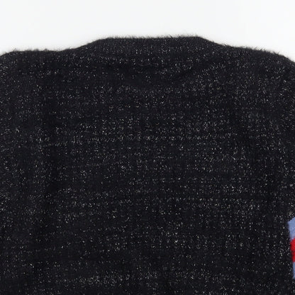 DK Womens Black Round Neck  Polyester Pullover Jumper Size L