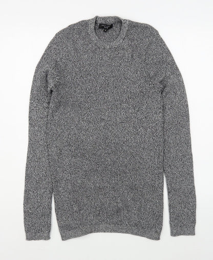 New Look  Mens Grey Round Neck  Cotton Pullover Jumper Size S
