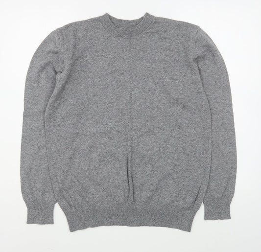 George Womens Grey Round Neck  Cotton Pullover Jumper Size M