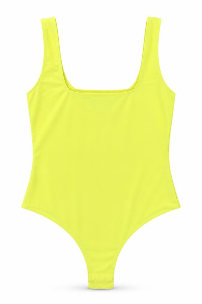 PRETTYLITTLETHING Womens Yellow  Polyester Bodysuit One-Piece Size 14  Button