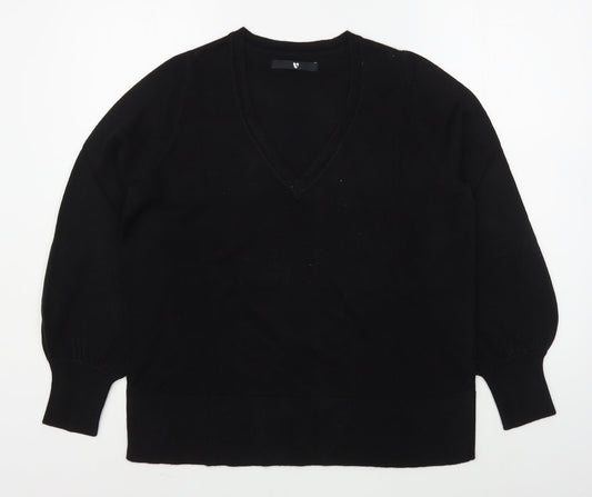 By Very Womens Black V-Neck  Acrylic Pullover Jumper Size 14