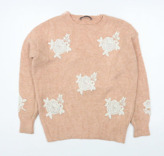 Marks and Spencer Womens Pink Round Neck  Acrylic Pullover Jumper Size S