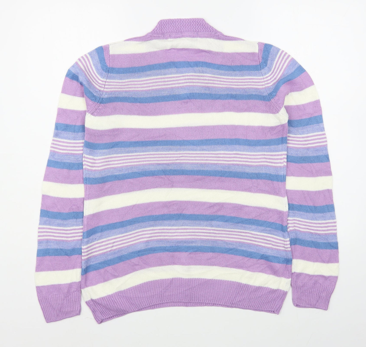 ILSE Womens Multicoloured V-Neck Striped Acrylic Pullover Jumper Size S