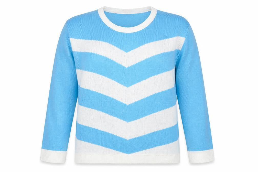 Lyza Fashion Womens Blue Round Neck Striped Acrylic Pullover Jumper Size L