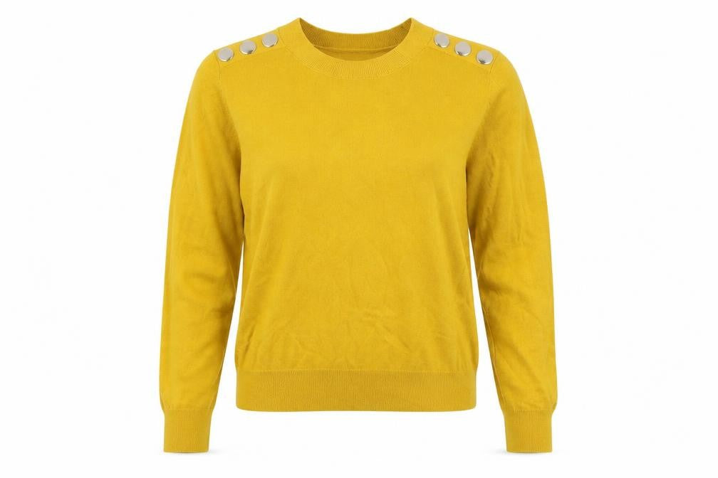 Klass Womens Yellow Round Neck  Viscose Pullover Jumper Size M