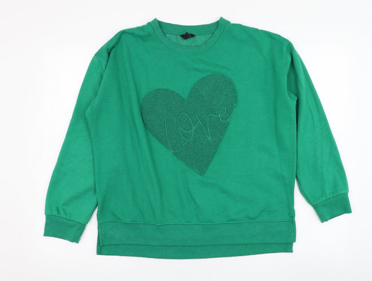 M&Co Womens Green  Polyester Pullover Sweatshirt Size 14  Pullover - Love