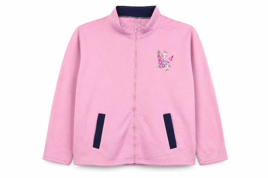 Anne De Lancay Womens Pink  Polyester Full Zip Sweatshirt Size 22  Zip - Flower