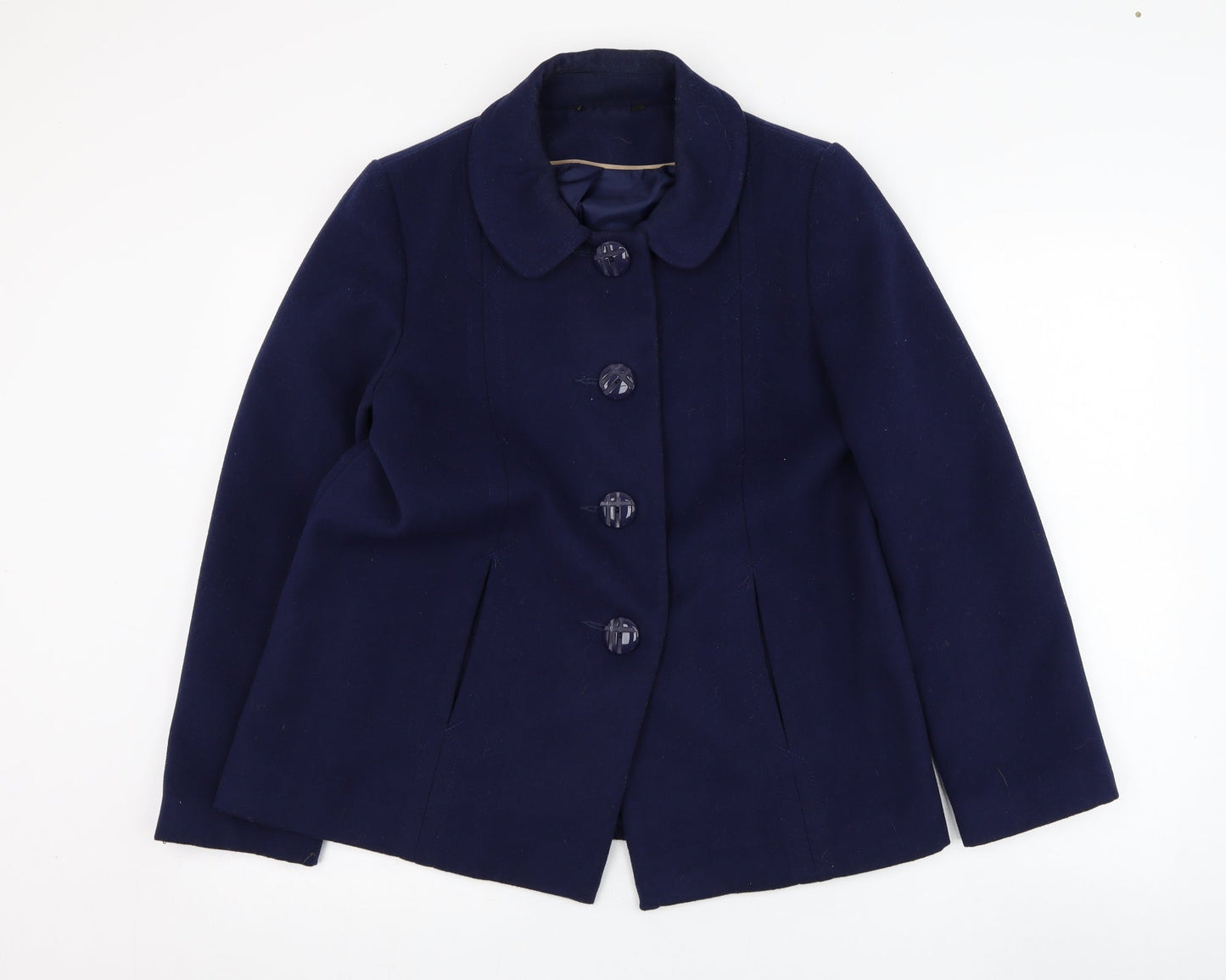 BM Womens Blue   Overcoat Coat Size 12  Button