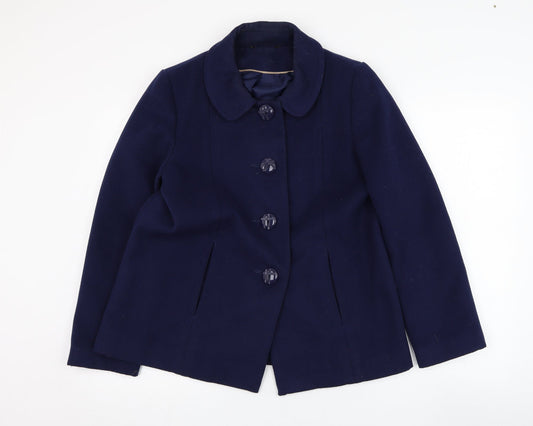 BM Womens Blue   Overcoat Coat Size 12  Button